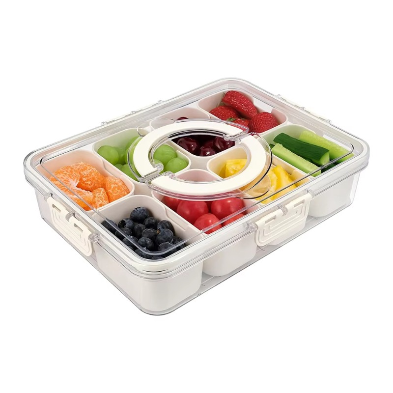 Food Snacks Box - Kitchen Plastic PET 8 Compartments Divided