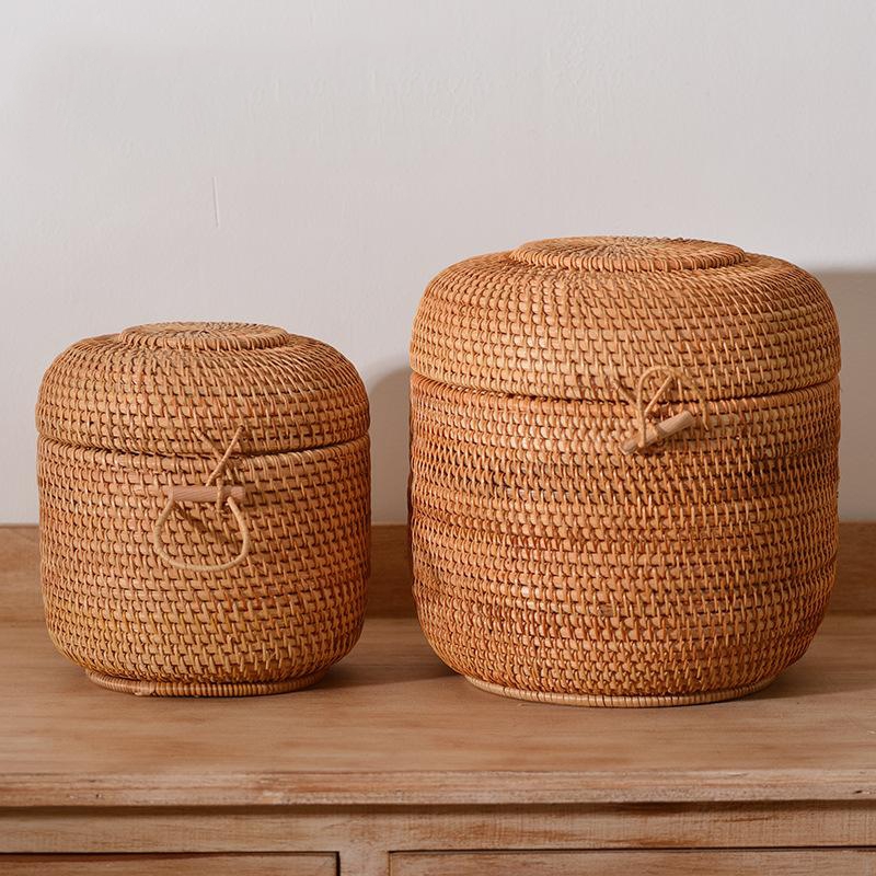 Handwoven Rattan Tea Storage B - Food Snacks Box 评论和价格