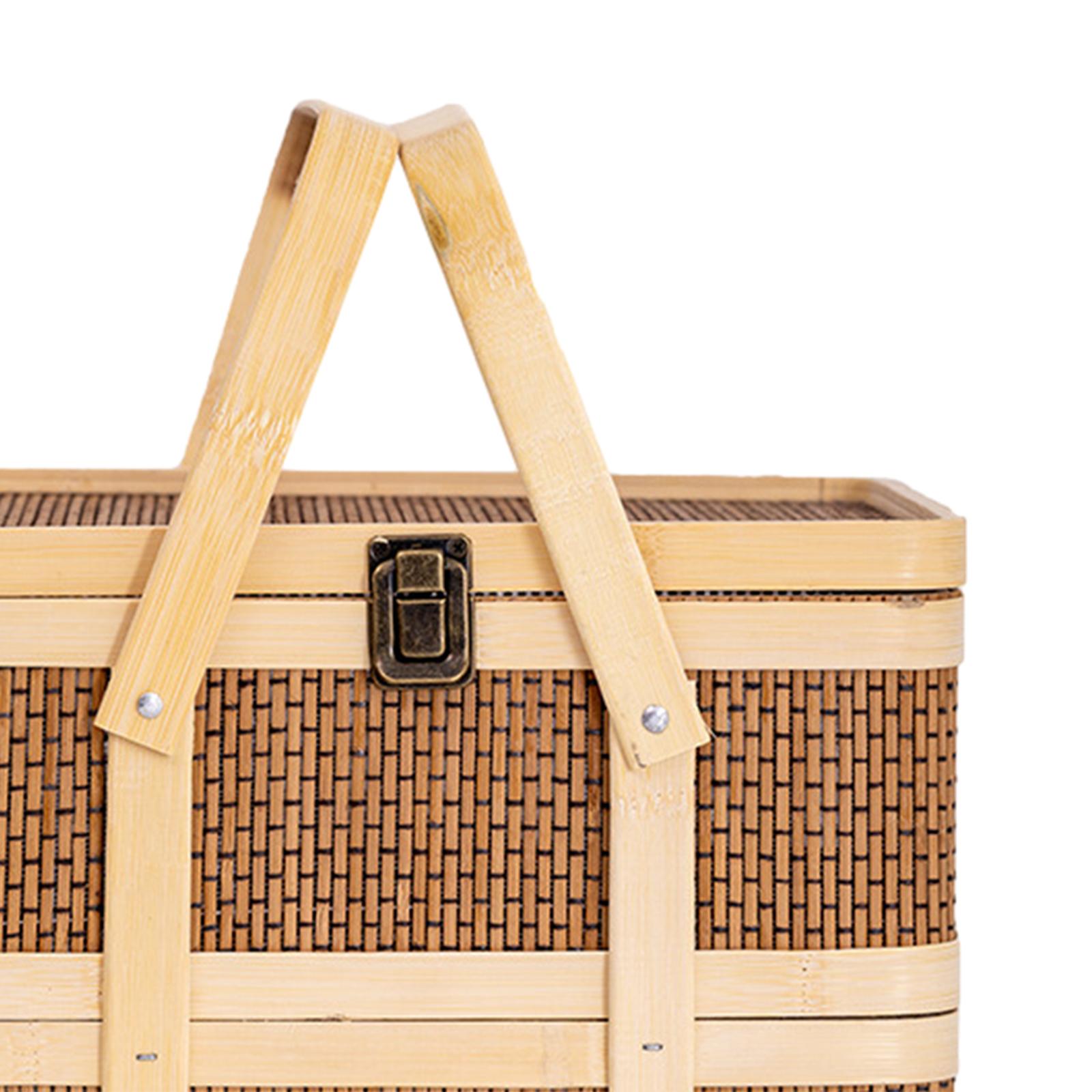 Woven Picnic Basket,Food Stora - Food Snacks Hamper 评论和价格