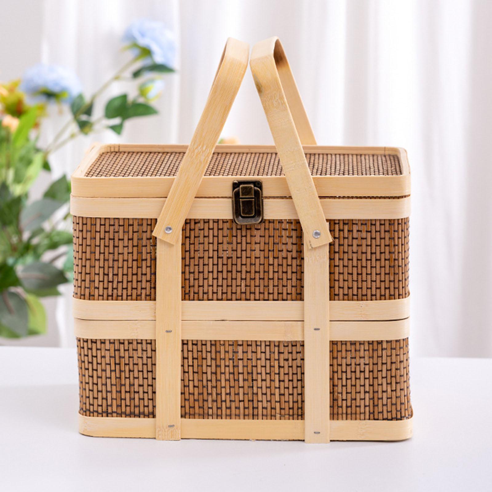 Woven Picnic Basket,Food Stora - Food Snacks Hamper 评论和价格