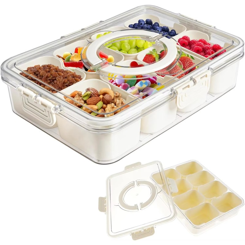 Kitchen Plastic PET 8 Compartm - Food Snacks Box 评论和价格