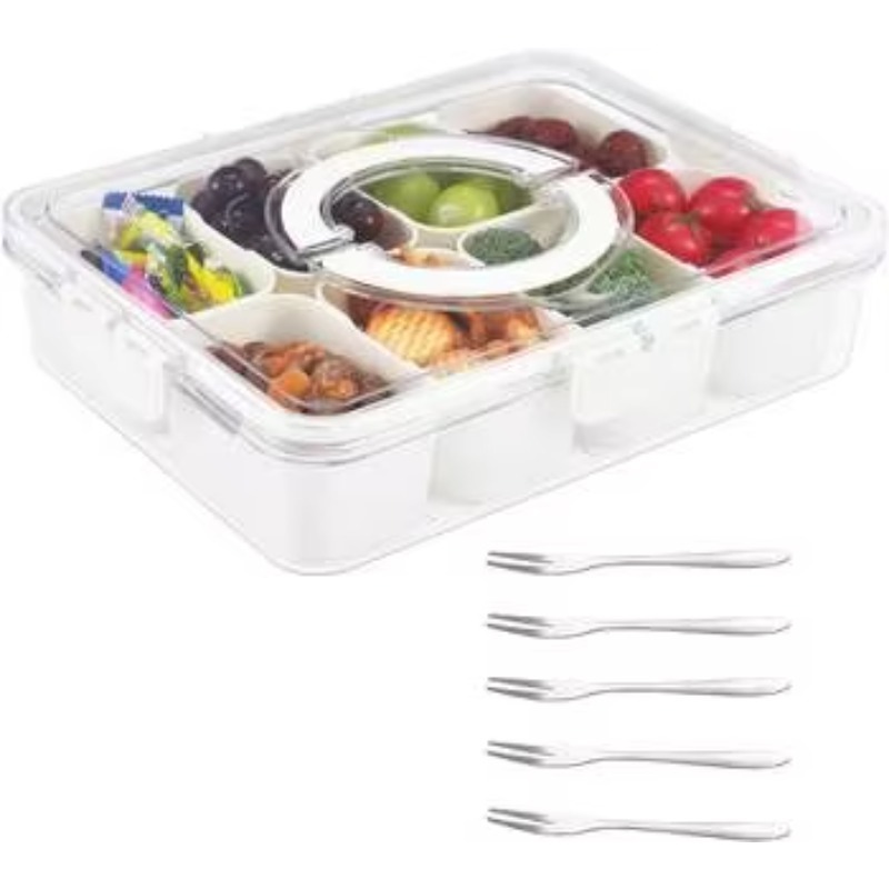 Kitchen Plastic PET 8 Compartm - Food Snacks Box 评论和价格
