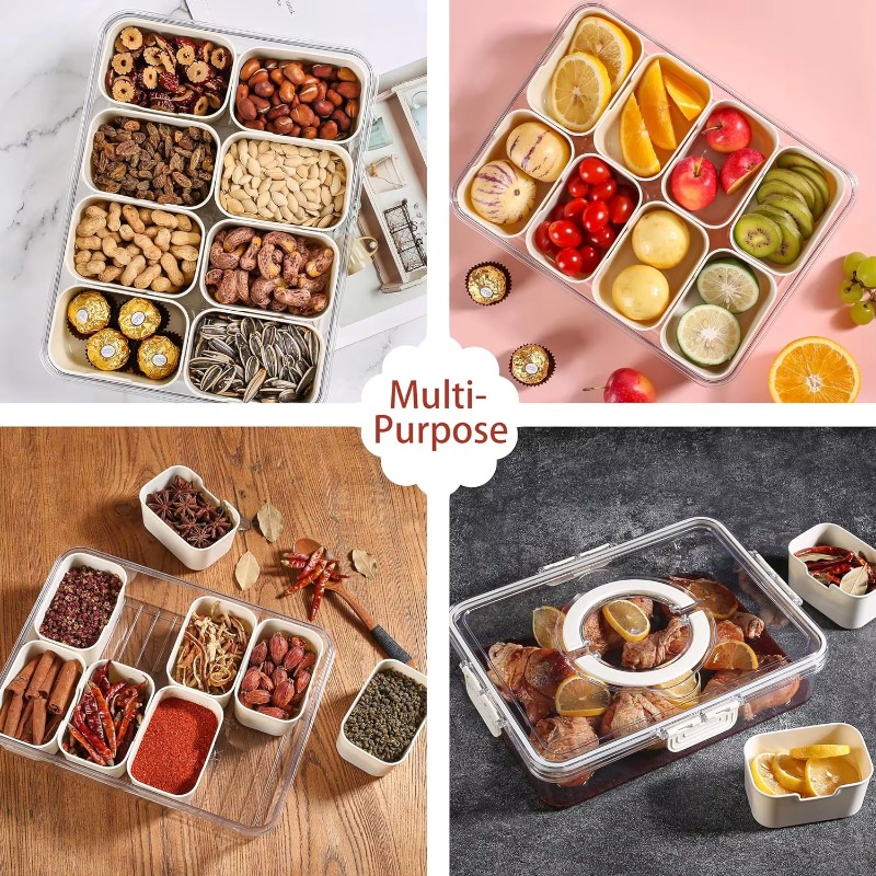 Kitchen Plastic PET 8 Compartm - Food Snacks Box 评论和价格