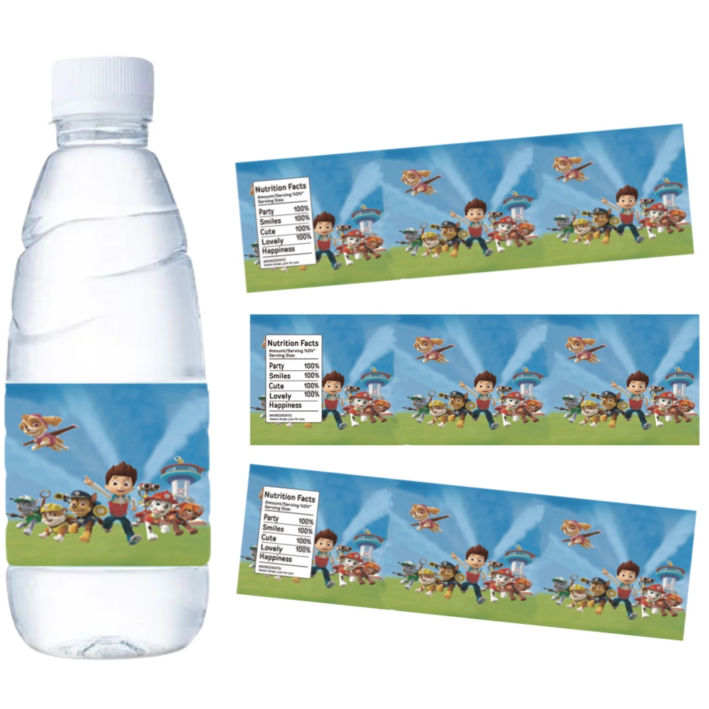 Paw Patrol Water Bottle Labels - Candy Sour Strip 评论和价格