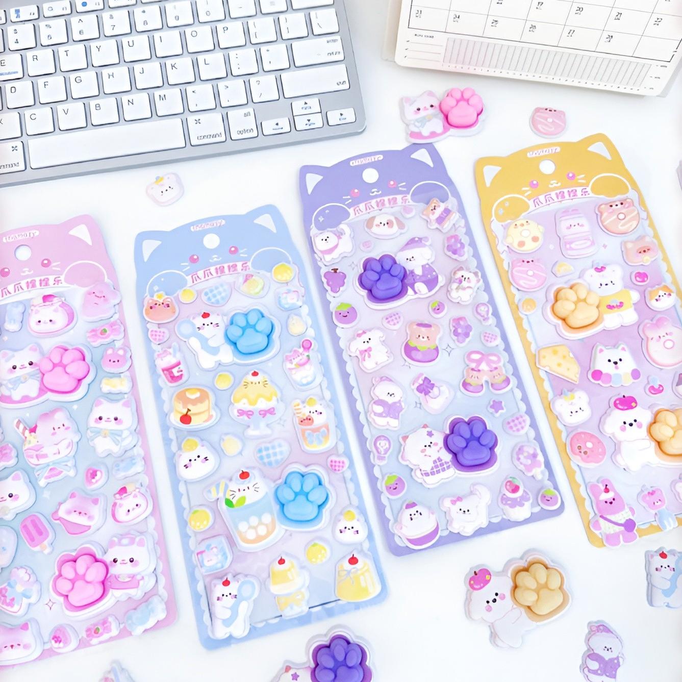 Kawaii 3D Puffy Cat Paw Sticke - Candy Sour Strip 评论和价格