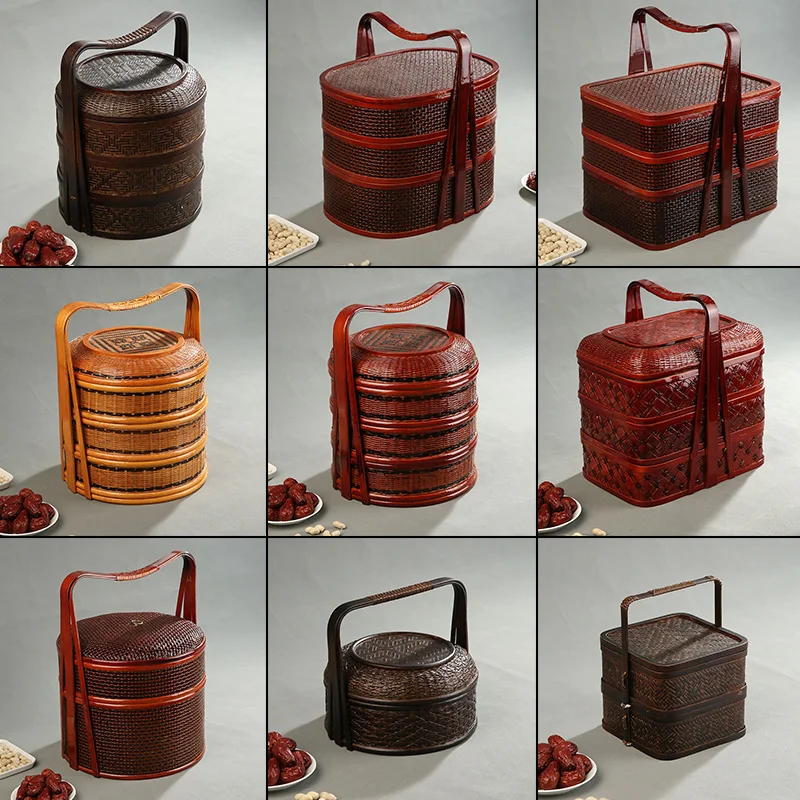 Bamboo Picnic Basket with Lid  - Food Snacks Hamper 评论和价格